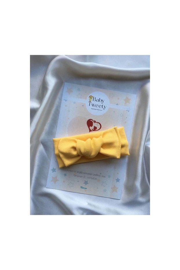 Handmade Ribbed Baby Girl Bandana (YELLOW)