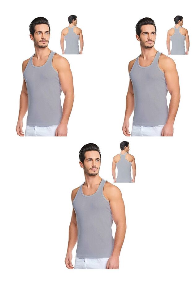 Men's Cotton 3 Pieces Gray Athlete Tank Top