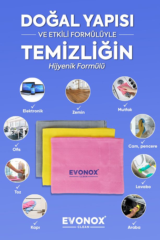 Clean Mikrofiber Çok Amaçlı Temizlik Bezi 3'lü Set | Dev Boy 42x68 cm - 6