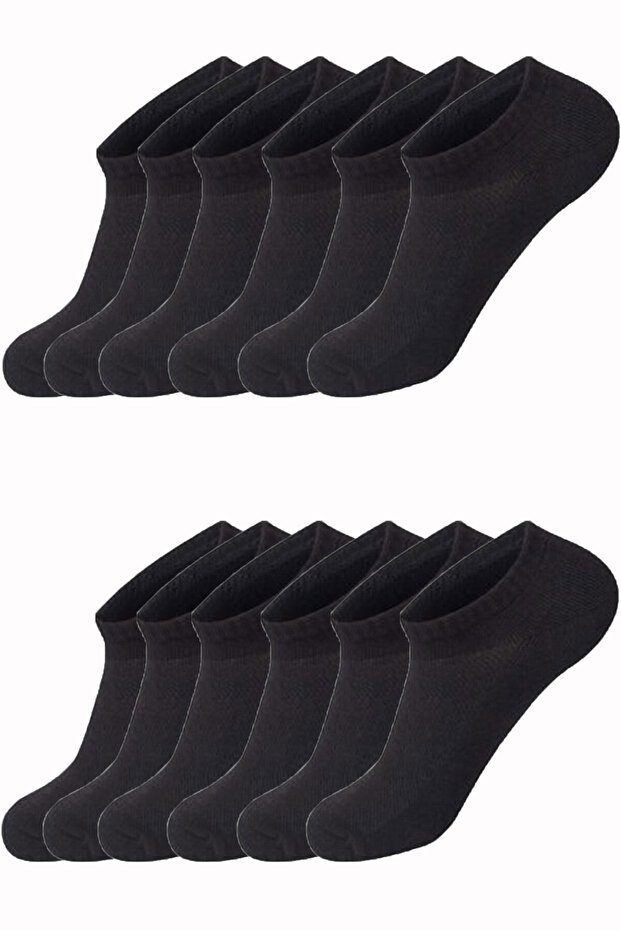 12 Pairs of Women's and Men's Invisible Socks Without Pattern