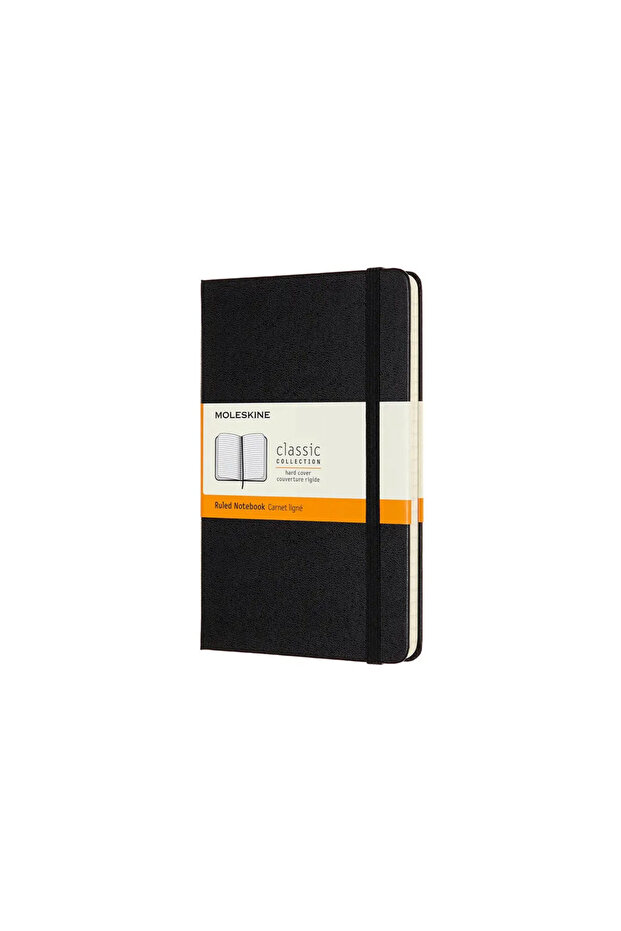 دفتر ملاحظات كلاسيكي بغطاء أسود صلب مقاس 11.5x18