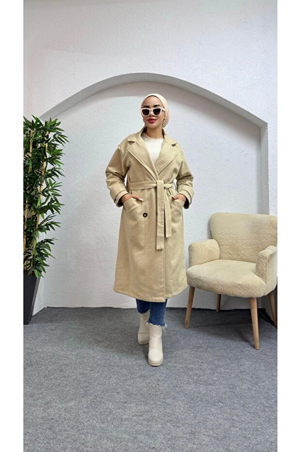 Düğmeli Kaşe Kaban - 1