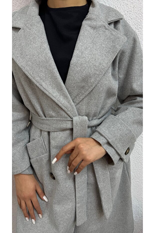 Düğmeli Kaşe Kaban - 3