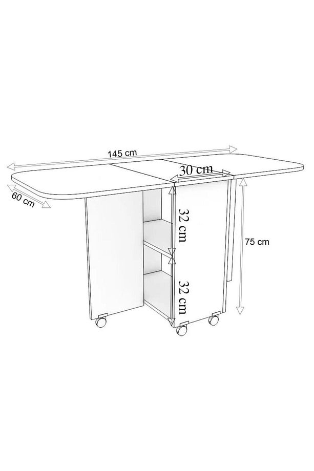 OVAL Masa Açılır Katlanır  fonksiyonel MDF - 5