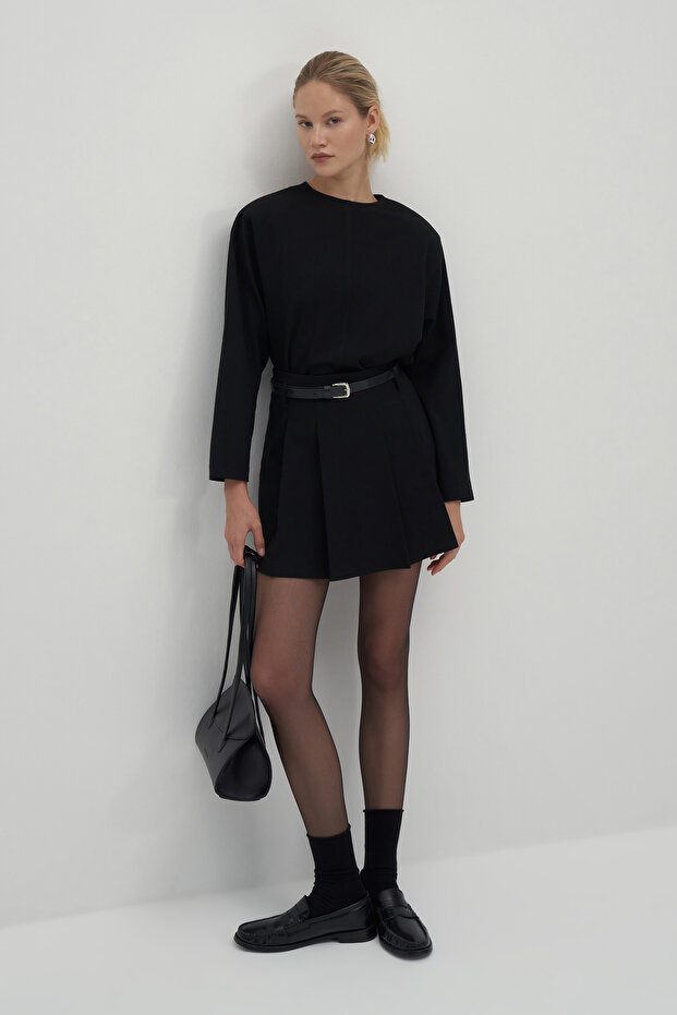 Siyah Private Edition Kemerli Mini Etek - 2