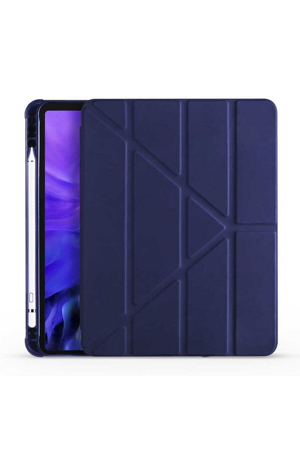 İpad 11 A16 2025 10. Nesil 10.9 Kılıf Katlanır Kalem Bölmeli Tri Folding Standlı Uyku Modlu Kapak - 1