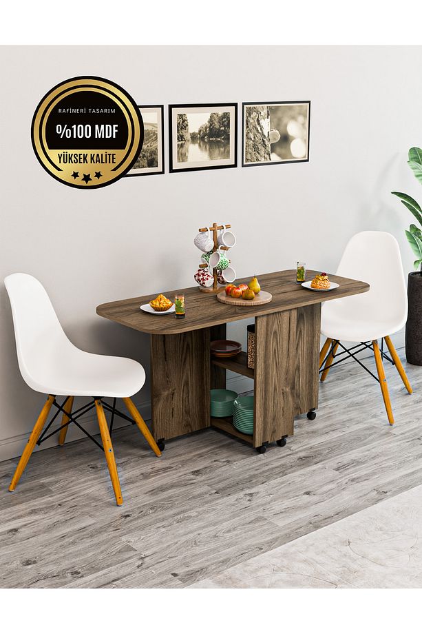 OVAL Masa Açılır Katlanır  fonksiyonel MDF - 1