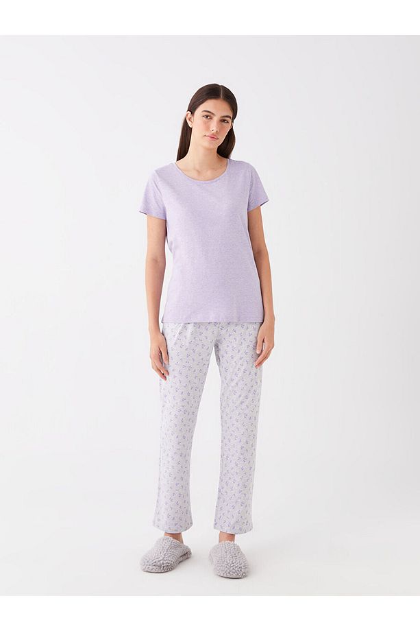 Lcw Bisiklet Yaka Desenli Uzun Kollu Kadın Pijama Takımı - 2