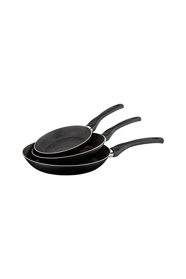 Siyah Ragnar 3 Boy Granit Tava Seti 18 - 22 - 26 Cm 3'lü Eco Kızartma Tava Set Omlet Yumurta - 3