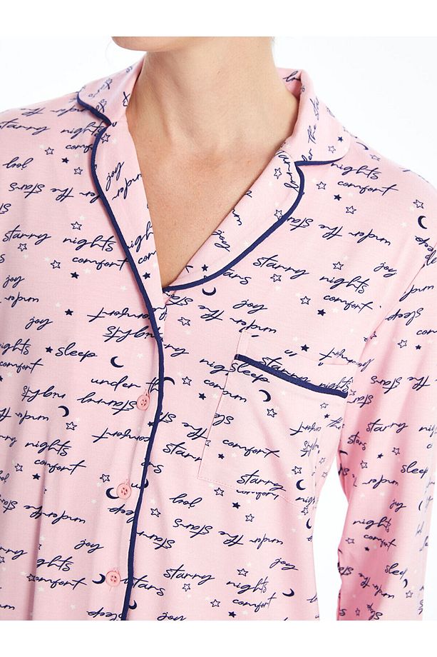 Lcwk Gömlek Yaka Desenli Kadın Pijama Takımı - 3