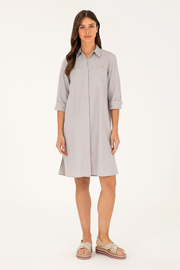 Women's Gray Woven Dress 50289220 -Vr024