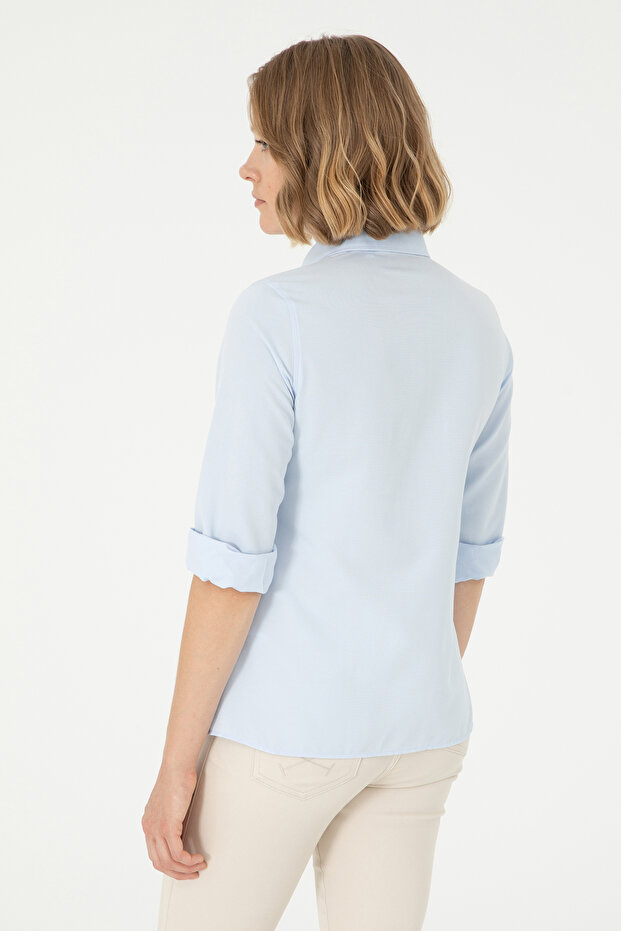 Jasnoniebieska damska koszula z długim rękawem basic 50288851-VR003 - 5