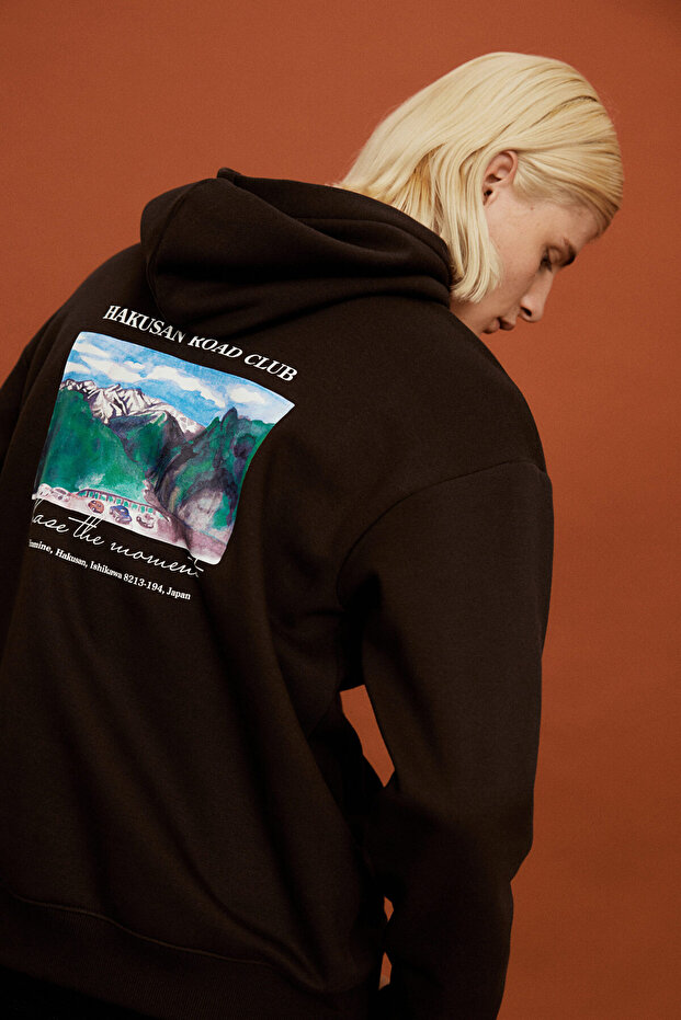 Loose Fit Baskılı Ve Kapüşonlu Üst - 6