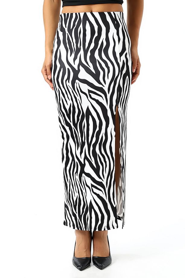 Dalgıç Kumaş Yırtmaçlı Uzun Etek Maxi Boy 92 Cm KALIN ZEBRA - 6