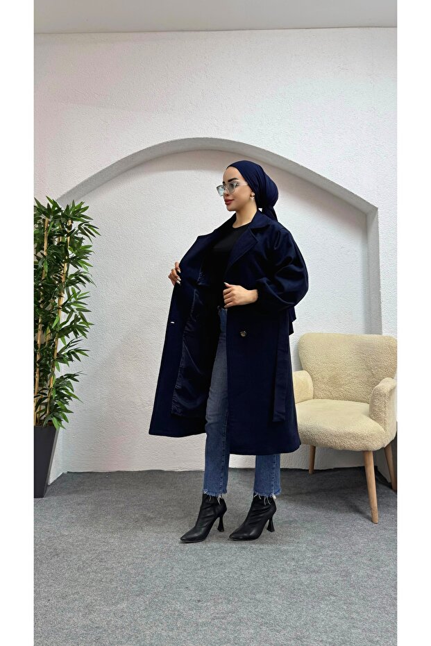 Balon Kol Astarlı Kaşe Kaban - 1