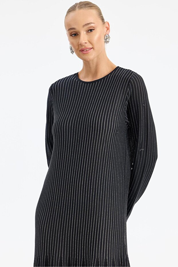 Simli Rayon Elbise SİYAH - 2