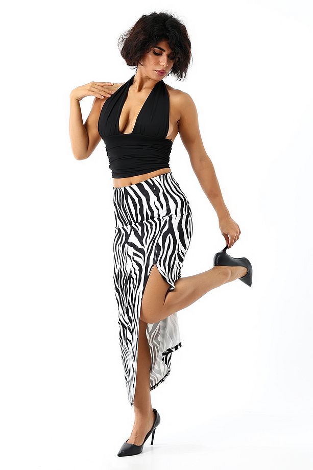Dalgıç Kumaş Yırtmaçlı Uzun Etek Maxi Boy 92 Cm KALIN ZEBRA - 3