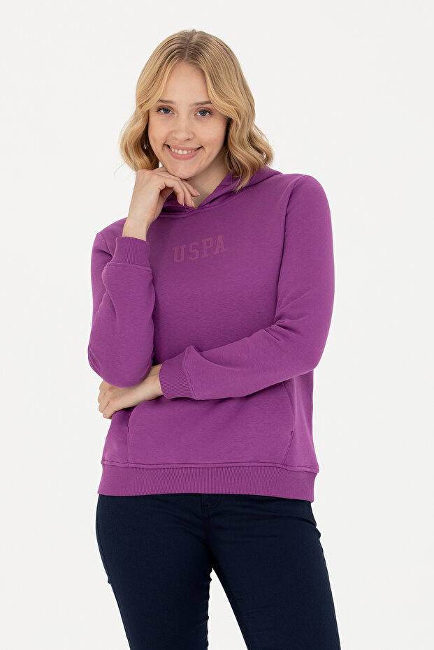 Women's Violet Hooded Basic Sweatshirt 50271557-Vr203