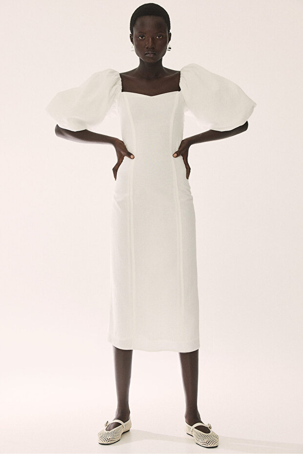 Balon Kollu Elbise - 1