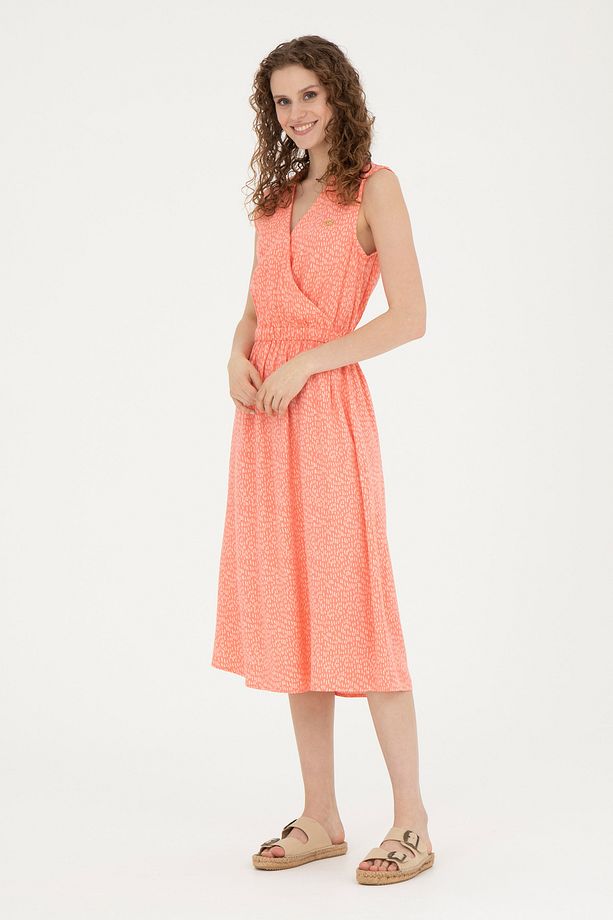 Kadın Neon Pembe Midi Boy Dokuma Elbise 50289216-vr105 - 4