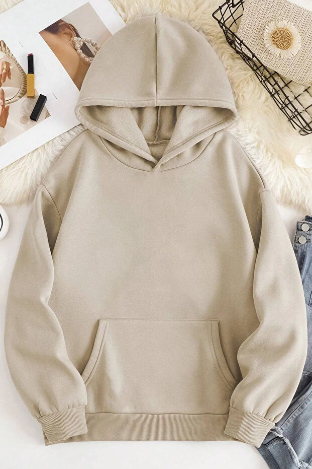 KAPŞONLU DÜZ SWEAT - 1