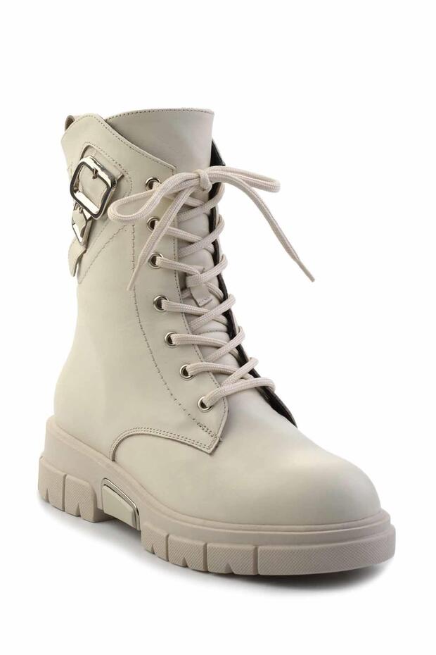 Bej Hakiki Deri Kadın Bot & Bootie K02413041503 - 3