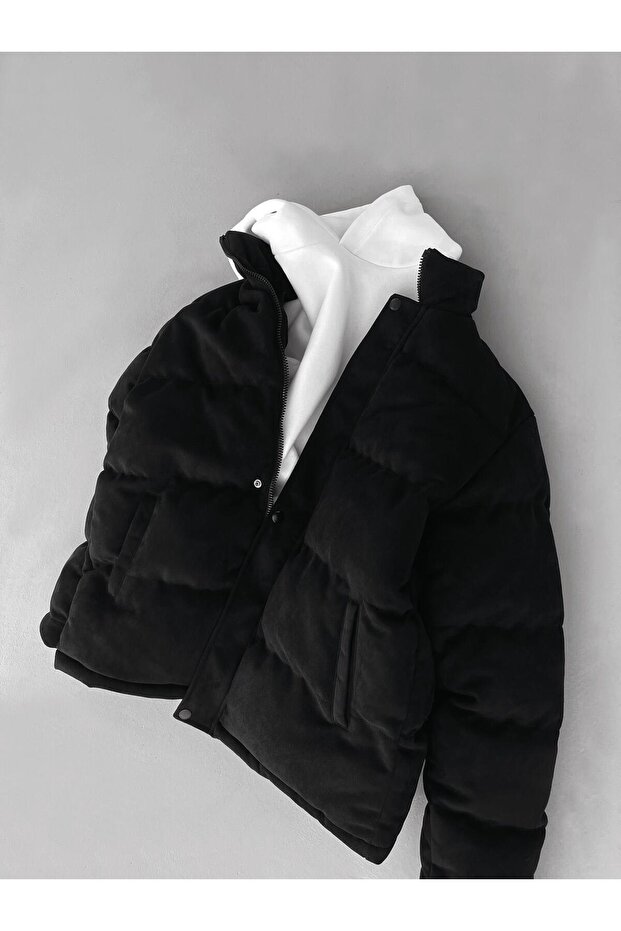 Men's Padded Nubuck Coat Black