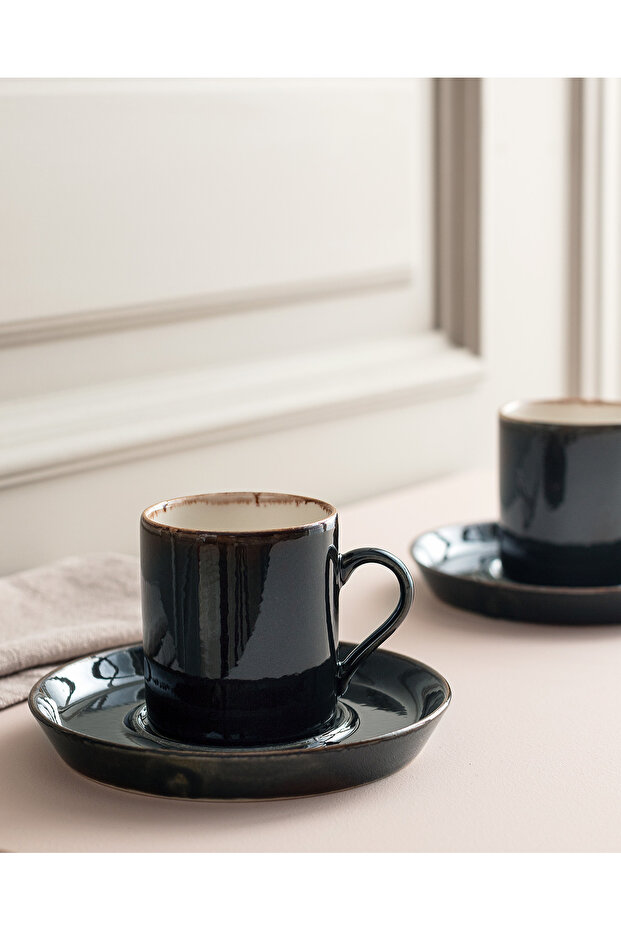 Ramona 2 Piece Coffee Cup Set - Navy Blue - 90ml