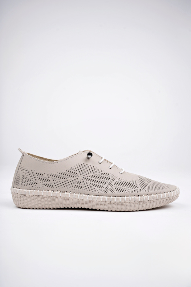 Genuine Leather Silver Print Women's Casual Leather Shoes Dp62-8001