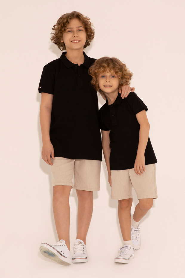 Boy's Black Basic Polo Neck T-Shirt 50292129 -Vr046