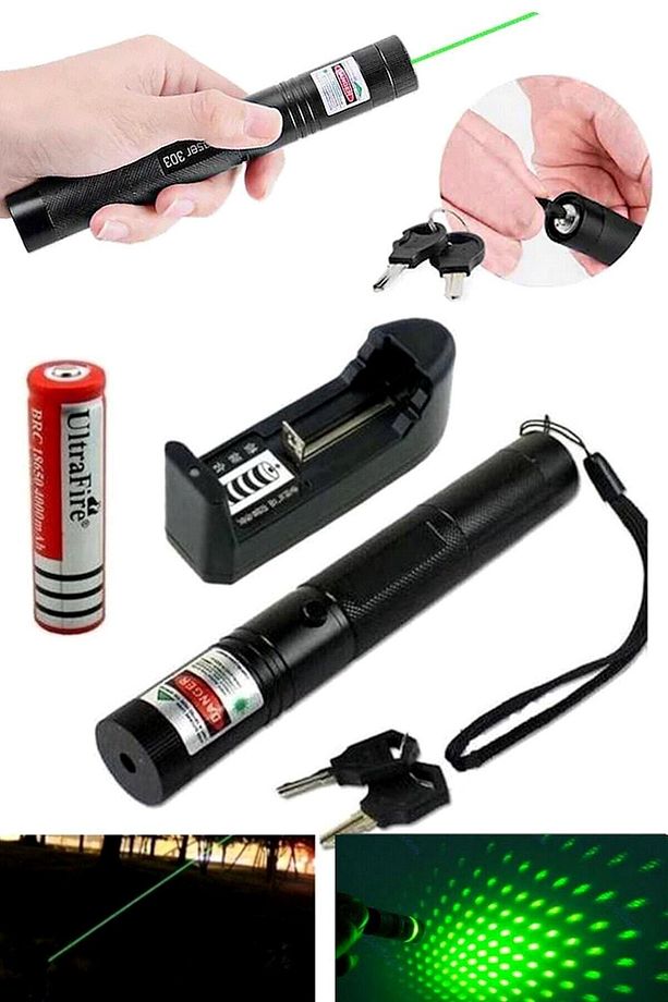 Yeşil Lazer Turbo Işın Şarjlı Yeşil Şarjlı Lazer Işaret Lazeri Pointer Işaretleme Lazer Kalem Lazer - 1