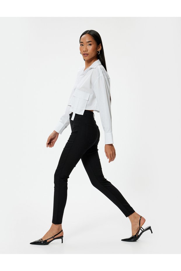 High Waist Skinny Jeans with Narrow Leg Pockets - Carmen Skinny Jeans