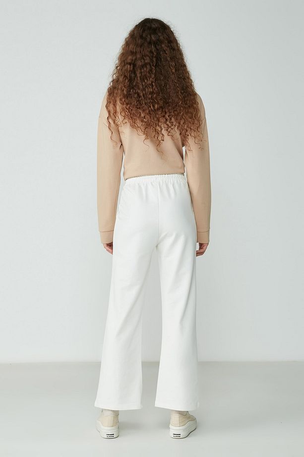 Wide Leg Ispanyol Paça Eşofman Altı 736 Ekru - 5