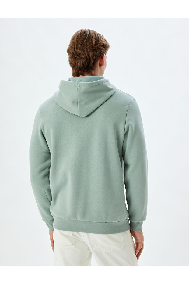 Raised Cotton Basic Hooded Sweatshirt - 4