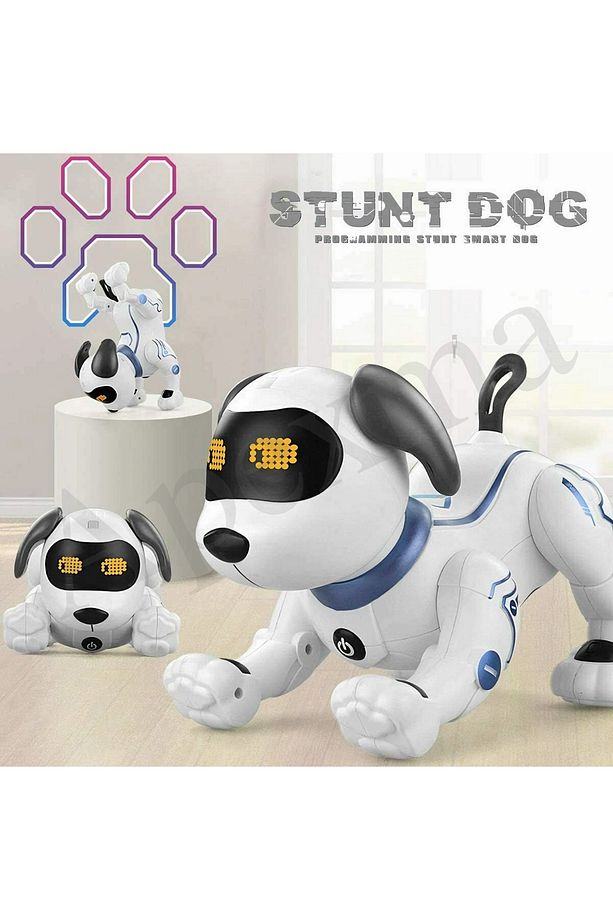 Uzaktan Kumandalı Şarjlı Sesli Komut Kontrol & Programlama Özellikli Müzikli Akrobat Robot Köpek - 5
