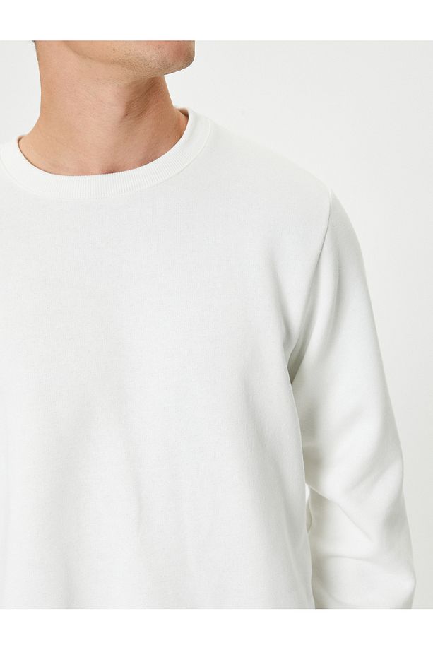 Bisiklet Yaka Sweatshirt Basic Uzun Kollu Şardonlu - 5