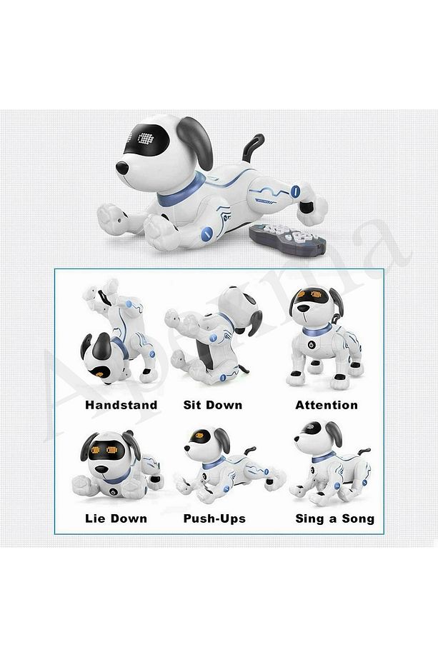 Uzaktan Kumandalı Şarjlı Sesli Komut Kontrol & Programlama Özellikli Müzikli Akrobat Robot Köpek - 4