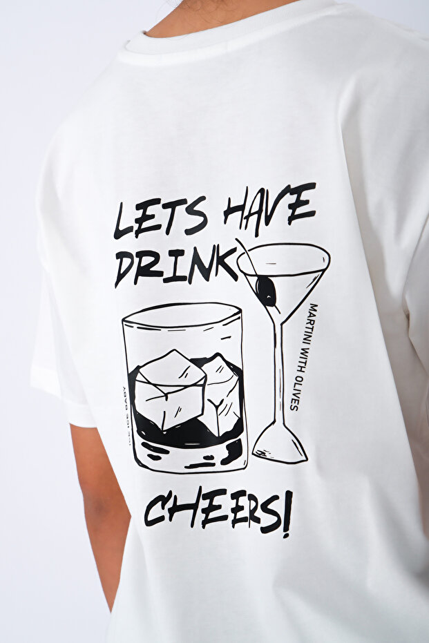 Cheers Relaxed Fit Women's T-Shirt Ecru