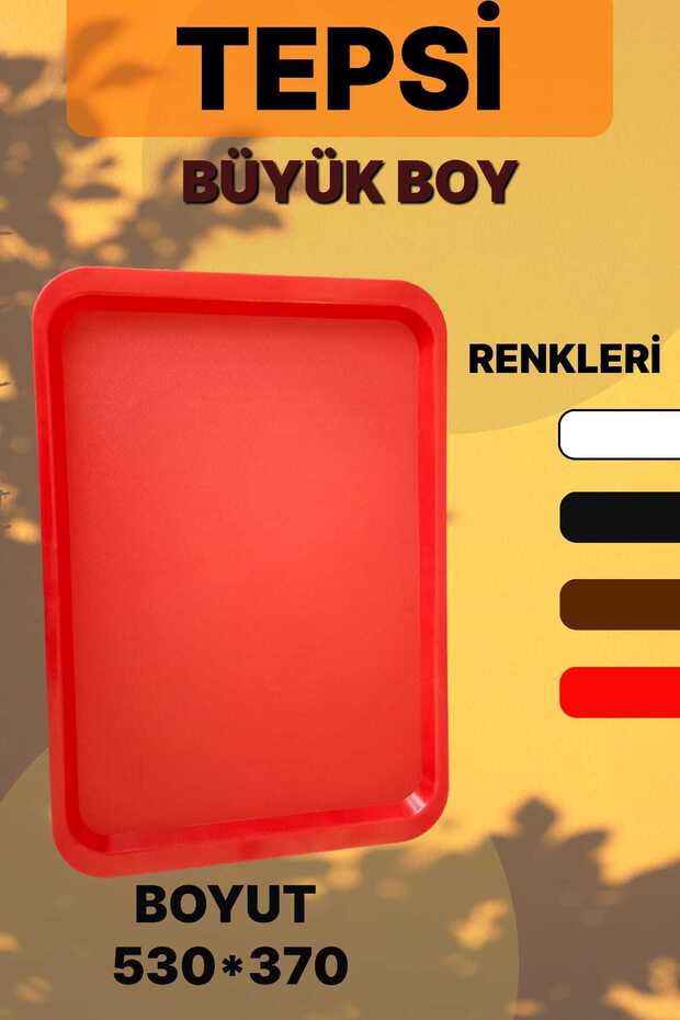 Large Size Serving Tray Plastic Tray Fastfood Self-Service Presentation Tray (53cm ×37Cm)-Red