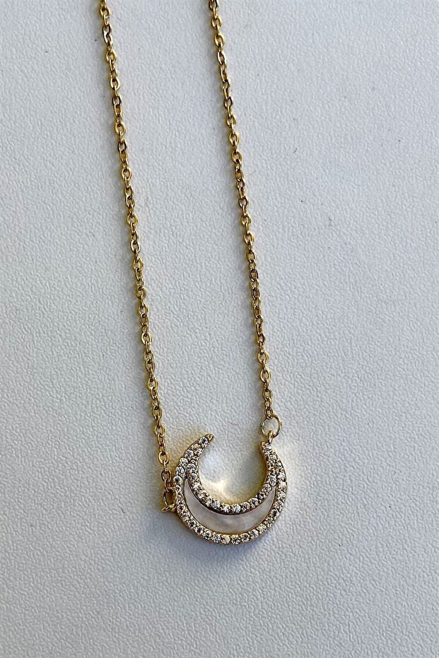Sedefli Ay Kolye| Çelik - 1