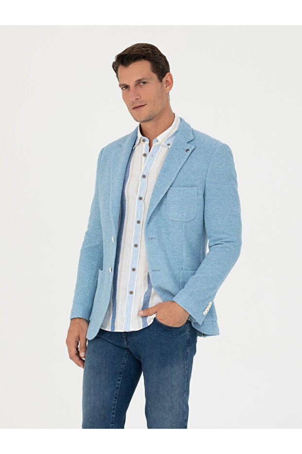 Blue Slim Fit Sports Jacket 50264750-Vr036