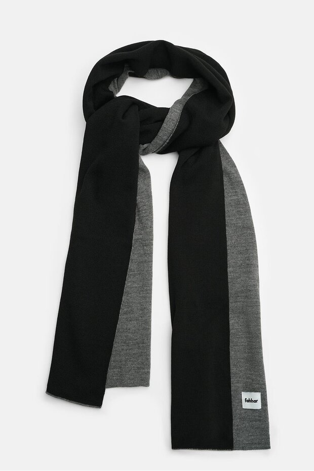 Çift Yönlü Atkı Gri- Siyah - 1
