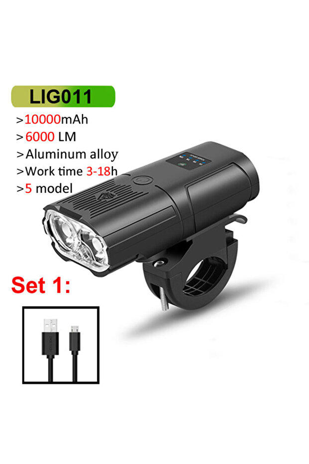 011 set 1 NEWBOLER Smart Bicycle Light Front 10000mAh Bike Light 6000Lumen Waterproof USB Charging