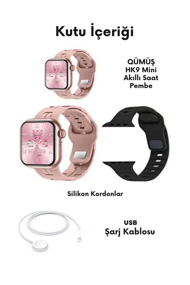 Watch 9 Akıllı Saat HK9 Mini 38-41mm Kadınlar İçin Kol Saati Amoled Ekran Tecno Spark GO Uyumlu - 7