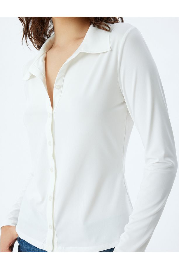 Slim Fit Basic Gömlek Uzun Kollu - 5
