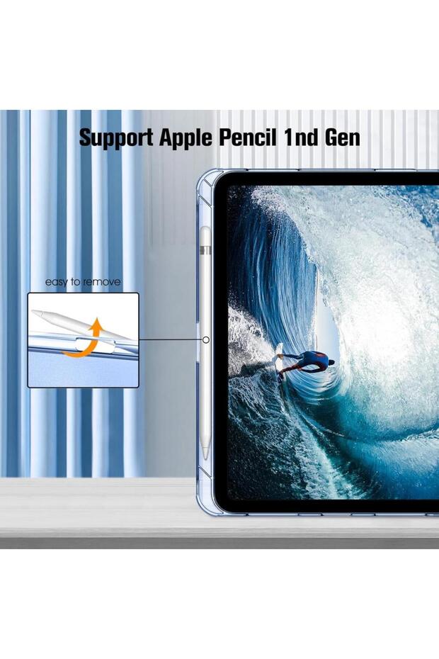 Apple iPad 11. NESİL A16 ve 10.NESİL 10.9 Uyumlu Flip Kılıf Gri + Bluetoothlu Klavye Mouse + Kalem - 8