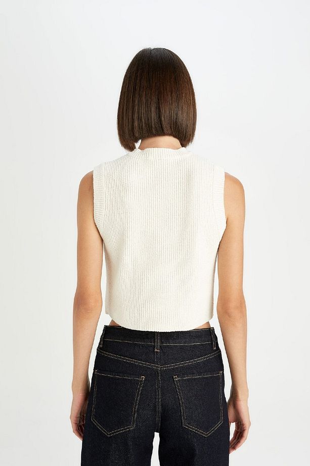 Regular Fit Crop Düğmeli Klasik Yelek E1479ax24wn - 6