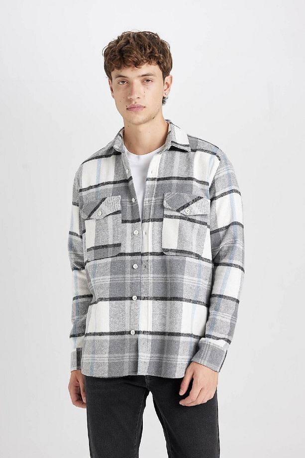 Regular Fit Kareli Oduncu Flanel Uzun Kollu Gömlek D6027ax24au - 4