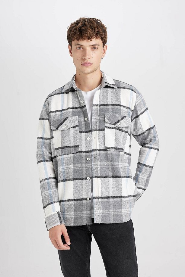 Regular Fit Kareli Oduncu Flanel Uzun Kollu Gömlek D6027ax24au - 1