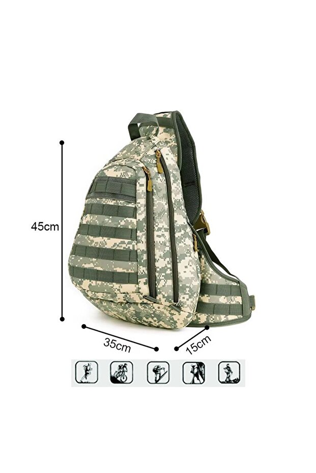 Gray Camouflage Single Shoulder Tactical Backpack - 3
